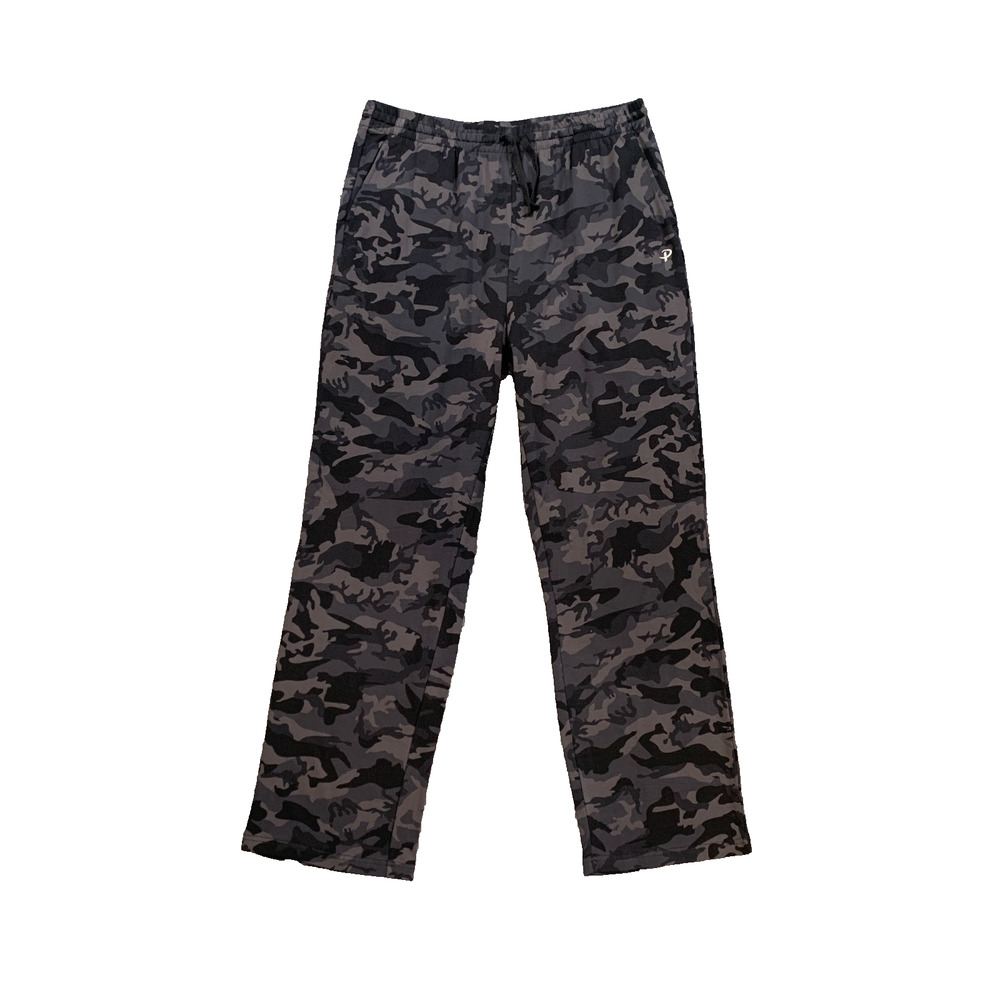Pudolla Pants Mens L Large Gray Camo Elastic Drawstring Waistband Relaxed Track
